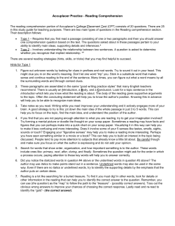 Accuplacer Practice - Reading Comprehension