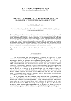 ASSESSMENT OF THE BIOCLIMATIC CONDITIONS OF A