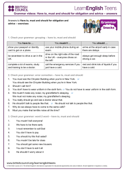 Have to, must and should for obligation and advice &ndash; answers