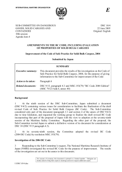 IMO SUB-COMMITTEE ON DANGEROUS GOODS, SOLID