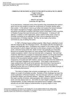 CHRISTIAN HUMANISM AGAINST FUNDAMENTALISM