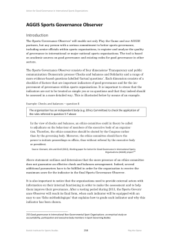 AGGIS Sports Governance Observer