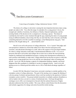 Conceiving an Exemplary College Admissions System 3/2010 The