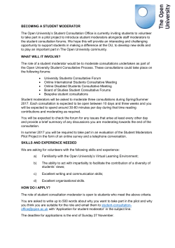BECOMING A STUDENT MODERATOR The Open University`s