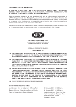 upp holdings limited - EZRA HOLDINGS LIMITED