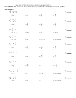 MAT 1033 REVIEW SECTION 6.5 (RATIONAL EQUATIONS