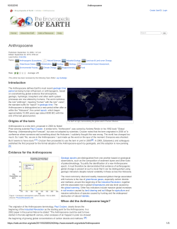 Anthropocene - Laboratory for Anthropogenic Landscape Ecology