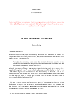 the royal prerogative &ndash; then and now