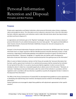 Personal Information Retention and Disposal: Principles and Best