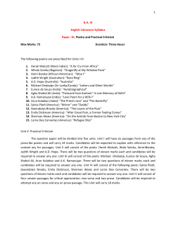 1 B.A. III English Literature Syllabus Paper &ndash;III, Poetry and Practical