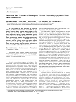 Improved Salt Tolerance of Transgenic Tobacco Expressing