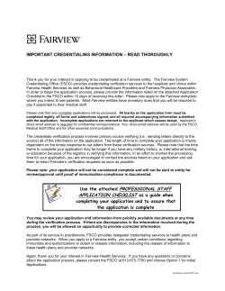 IMPORTANT CREDENTIALING INFORMATION &ndash; READ