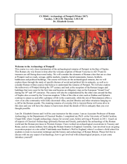 CS 3904G: Archaeology of Pompeii (Winter 2017) Tuesday, 1:30