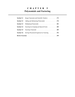 CHAPTER 5 Polynomials and Factoring