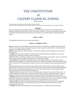 CCS Constitution - Calvary Classical School