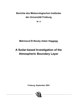 A Sodar-based Investigation of the Atmospheric Boundary Layer