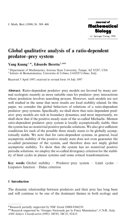 Global qualitative analysis of a ratio-dependent predator–prey