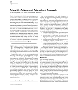 Scientific Culture and Educational Research