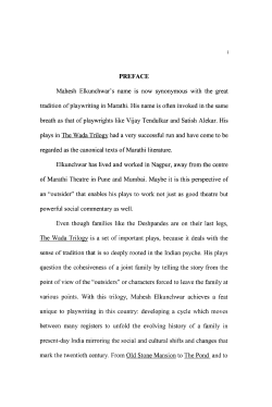 PREFACE Mahesh Elkunchwar`s name is now