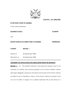 susanna e bock verus motor vehicle accident fund of namibia