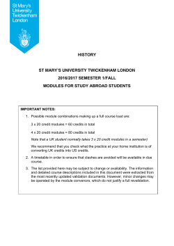 HISTORY ST MARY`S UNIVERSITY TWICKENHAM LONDON 2016