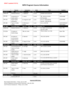 MPH Program Course Information - Master of Public Health Program