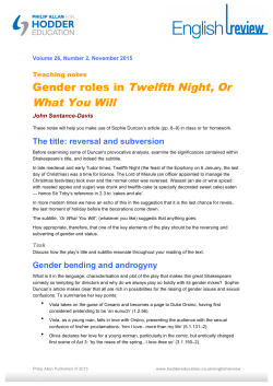 Gender roles in Twelfth Night, Or What You Will