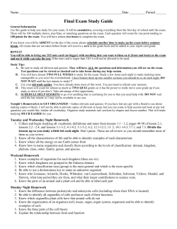 Final Exam Study Guide