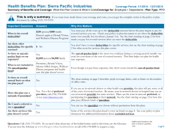 Health Benefits Plan: Sierra Pacific Industries