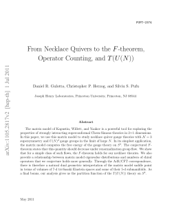 From Necklace Quivers to the F-theorem, Operator Counting, and T