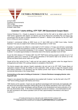 Cuisinier-1 starts drilling, ATP 752P, SW