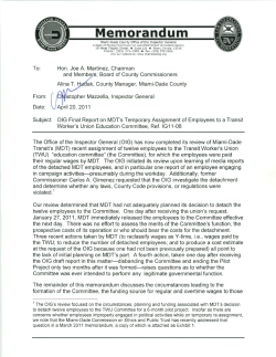 Final Report on MDT`s Temporary Assignment of Employees to a