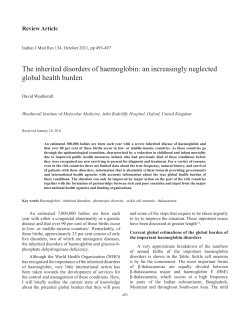 The inherited disorders of haemoglobin: an increasingly