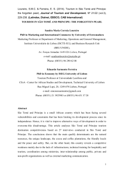 Tourism in S&atilde;o Tom&eacute; and Principe - Reposit&oacute;rio do ISCTE-IUL