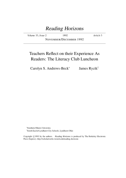 A Teachers Reflect on Their Experience As Readers: The Literacy