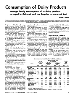 Consumption of Dairy Products