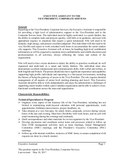 Executive Assistant to the VP, Corporate Services