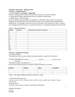 Chemistry Worksheet