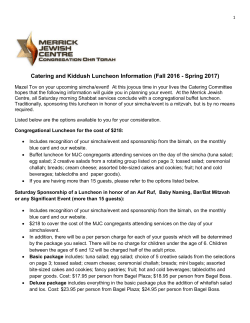 Catering and Kiddush Luncheon Information