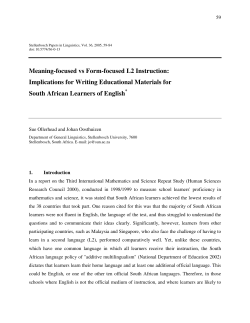 Meaning-focused vs Form-focused L2 Instruction