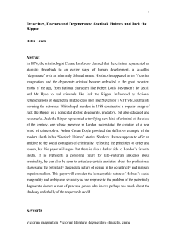 Detectives, Doctors and Degenerates: Sherlock Holmes and Jack