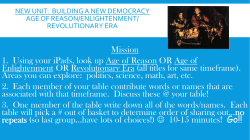 New Unit: building a new democracy Age of reason/enlightenment