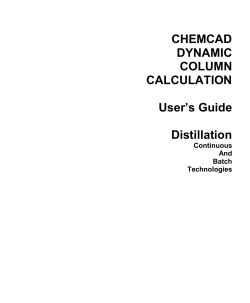 CHEMCAD DYNAMIC COLUMN CALCULATION