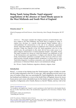 Being Tamil, being Hindu - Aston Research Explorer