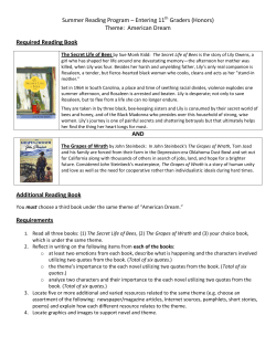 Summer Reading Program &ndash; Entering 11 Graders (Honors) Theme