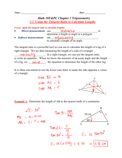 2.2 Using the Tangent Ratio to Calculate Lengths key