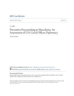 Preventive Peacemaking in Macedonia: An Assessment of UN Good