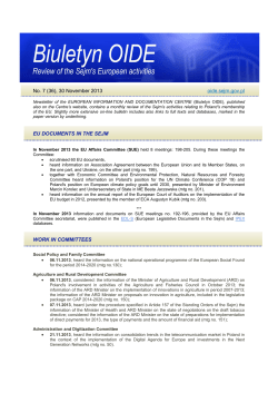 No. 7 (36), 30 November 2013 oide.sejm.gov.pl EU DOCUMENTS
