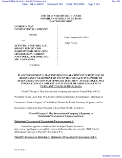 RULE 56 Response to Defendants` Statement and