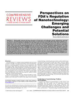 Perspectives on FDA`s Regulation of Nanotechnology: Emerging
